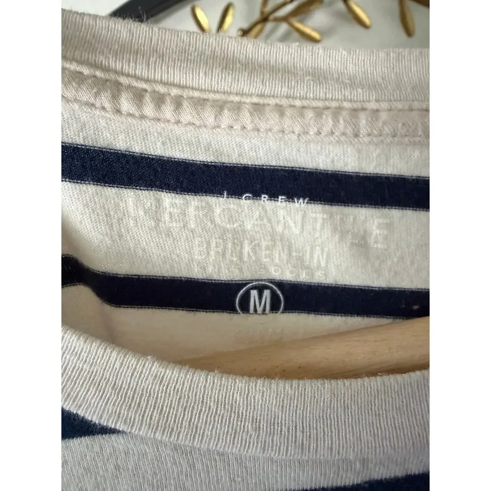 J.Crew Mercantile Broken-In Striped T-Shirt Mens M Slim Navy White 100% Cotton